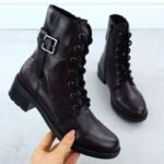 Womens burgundy ankle boots with buckle Rieker 75431-35 - Image 2
