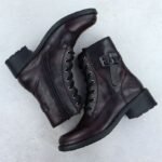 Womens burgundy ankle boots with buckle Rieker 75431-35 - Image 7