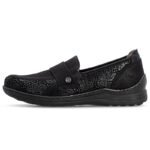 Womens comfortable black moccasin shoes Rieker 48968-00 - Image 3