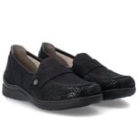 Womens comfortable black moccasin shoes Rieker 48968-00 - Image 4