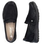 Womens comfortable black moccasin shoes Rieker 48968-00 - Image 5