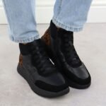 Womens leather ankle boots on a black platform Rieker Remonte D2V70-03 - Image 7