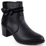 Womens leather ankle boots with a black heel, Rieker Y2066-00