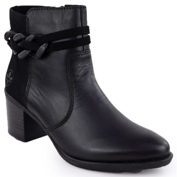 Womens leather ankle boots with a black heel, Rieker Y2066-00