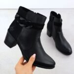 Womens leather ankle boots with a black heel, Rieker Y2066-00 - Image 2