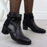 Womens leather ankle boots with a black heel, Rieker Y2066-00 - Image 6