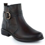 Womens leather ankle boots with buckle brown Remonte Rieker D0F81-25