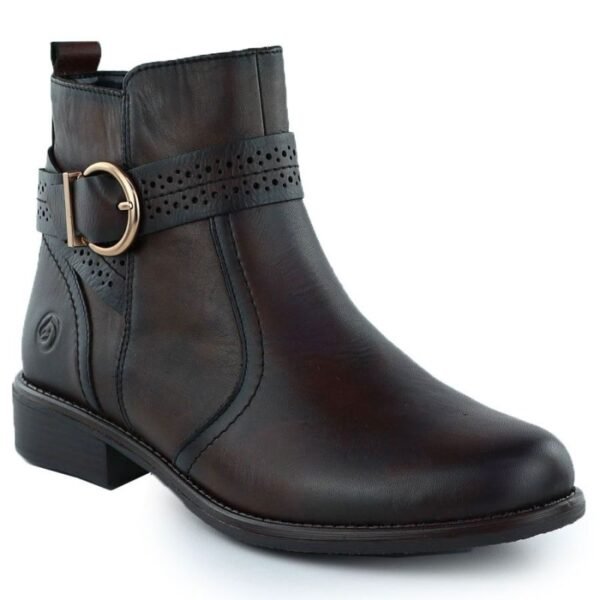 Womens leather ankle boots with buckle brown Remonte Rieker D0F81-25