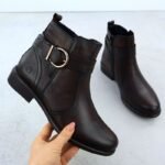 Womens leather ankle boots with buckle brown Remonte Rieker D0F81-25 - Image 2