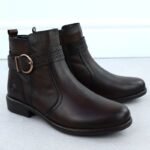 Womens leather ankle boots with buckle brown Remonte Rieker D0F81-25 - Image 6