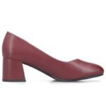 Womens leather high-heeled pumps in burgundy Rieker 44750-35 - Image 2