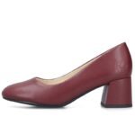 Womens leather high-heeled pumps in burgundy Rieker 44750-35 - Image 3