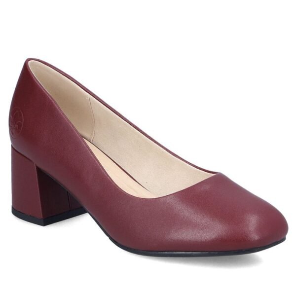 Womens leather high-heeled pumps in burgundy Rieker 44750-35