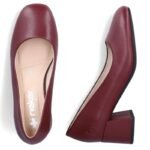 Womens leather high-heeled pumps in burgundy Rieker 44750-35 - Image 5