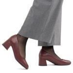 Womens leather high-heeled pumps in burgundy Rieker 44750-35 - Image 7