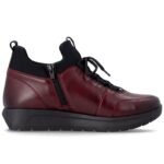 Womens leather insulated ankle boots, burgundy Remonte Rieker D2V06-35 - Image 2