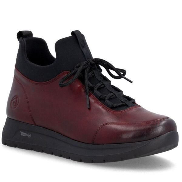 Womens leather insulated ankle boots, burgundy Remonte Rieker D2V06-35