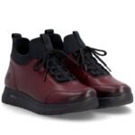 Womens leather insulated ankle boots, burgundy Remonte Rieker D2V06-35 - Image 4
