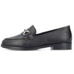 Womens leather moccasin shoes black Rieker 46262-01 - Image 3