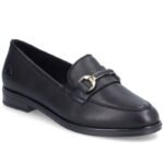Womens leather moccasin shoes black Rieker 46262-01