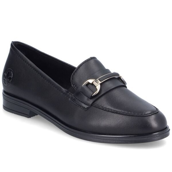 Womens leather moccasin shoes black Rieker 46262-01