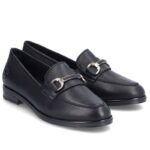 Womens leather moccasin shoes black Rieker 46262-01 - Image 4