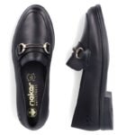 Womens leather moccasin shoes black Rieker 46262-01 - Image 5
