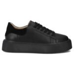 Womens leather platform sneakers, black, Filippo DP6119 - Image 2