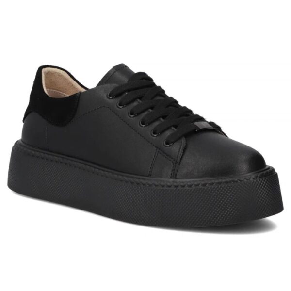 Womens leather platform sneakers, black, Filippo DP6119