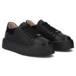 Womens leather platform sneakers, black, Filippo DP6119 - Image 4