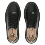 Womens leather platform sneakers, black, Filippo DP6119 - Image 5