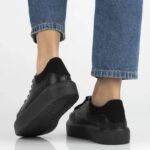 Womens leather platform sneakers, black, Filippo DP6119 - Image 6