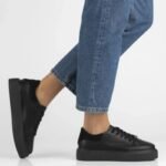 Womens leather platform sneakers, black, Filippo DP6119 - Image 7