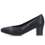 Womens leather pumps with a low heel, black Rieker 44650-05 - Image 3