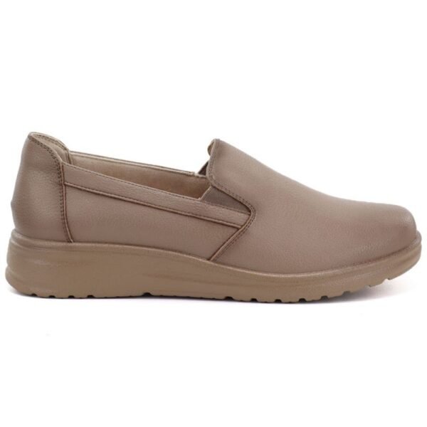 Womens leather slip-on wedge shoes, beige, Potocki JE19505