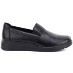 Womens leather slip-on wedge shoes, black, Potocki JE19505 - Image 2