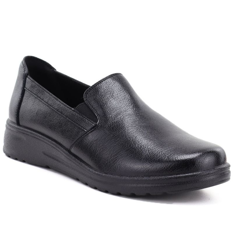 lupin-wear-ca-women-s-leather-slip-on-wedge-shoes-black-potocki-je19505-3292876 Womens leather slip-on wedge shoes, black, Potocki JE19505 - Image 1