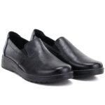 Womens leather slip-on wedge shoes, black, Potocki JE19505 - Image 5