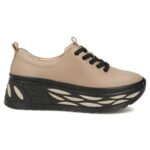 Womens leather sneakers on a taupe platform Filippo DP8006 - Image 2