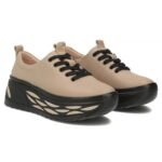Womens leather sneakers on a taupe platform Filippo DP8006 - Image 4
