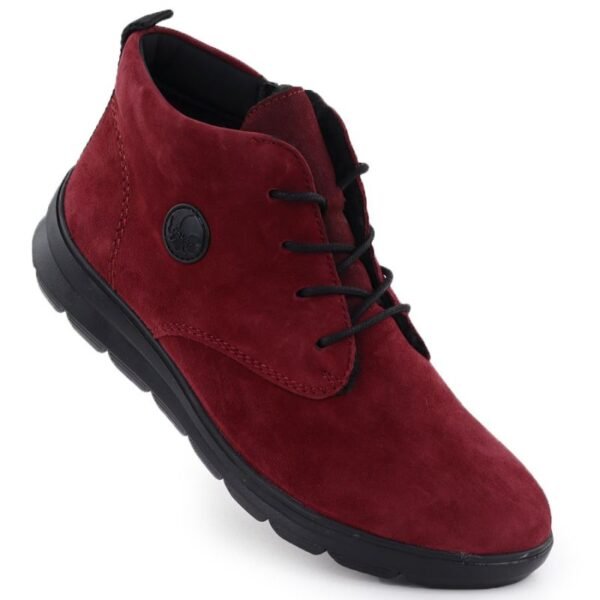 Womens leather suede ankle boots in burgundy Rieker Z0022-35