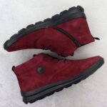 Womens leather suede ankle boots in burgundy Rieker Z0022-35 - Image 4