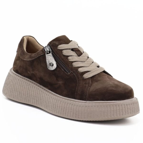Womens leather suede platform shoes brown Jezzi 26PB18-566