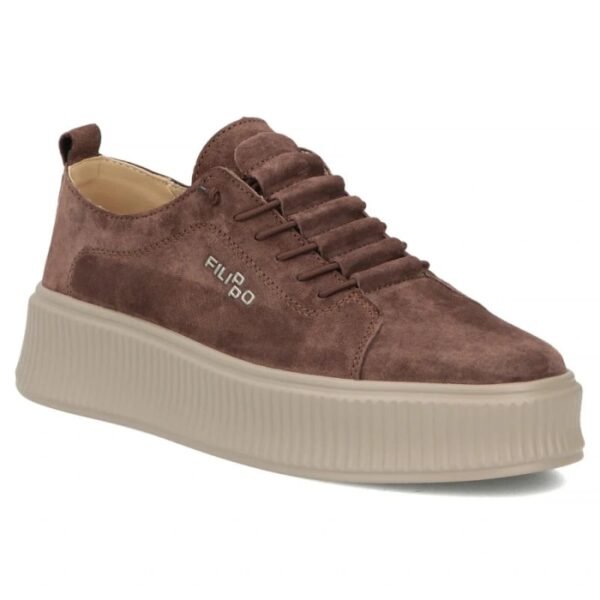Womens leather suede sneakers brown Filippo DP8343