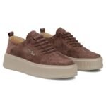 Womens leather suede sneakers brown Filippo DP8343 - Image 4