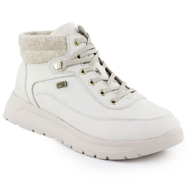 Womens leather waterproof boots cream Remonte Rieker D2V71-80