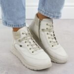 Womens leather waterproof boots cream Remonte Rieker D2V71-80 - Image 7