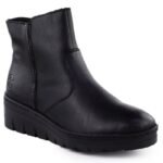 Womens leather wedge ankle boots black Rieker X9165-01
