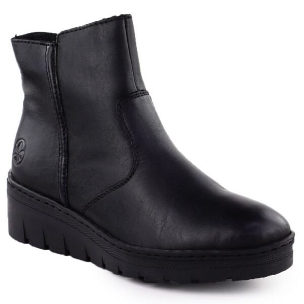 Womens leather wedge ankle boots black Rieker X9165-01
