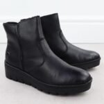 Womens leather wedge ankle boots black Rieker X9165-01 - Image 3
